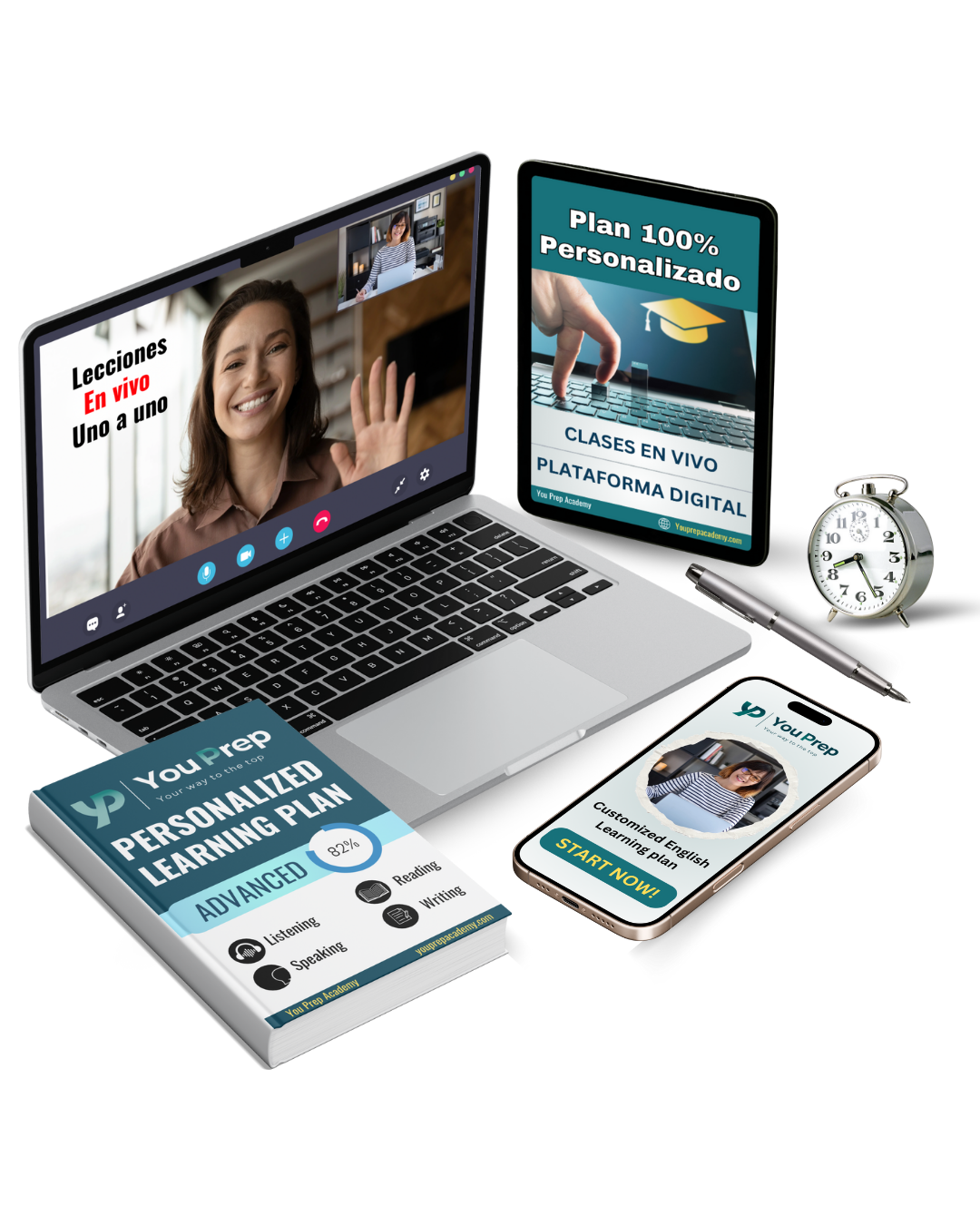 Curso de inglés en línea con plan personalizado y clases en vivo.